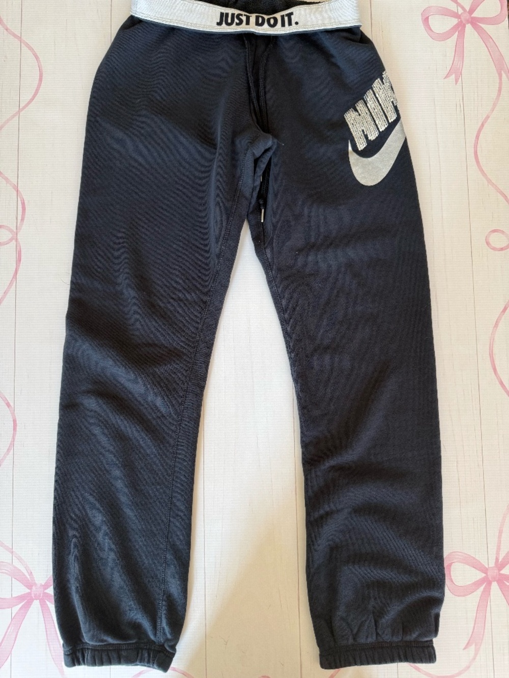 Nike Bling Sequin Logo with Just Do It Waistband Joggers Size Small